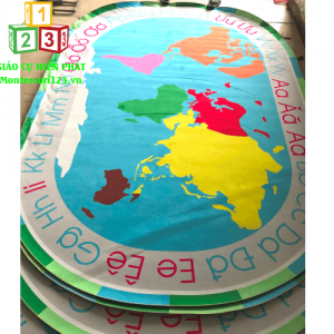 Thảm 2: Bản đồ thế giới 2*3m hình elíp loại mỏng 0.8cm