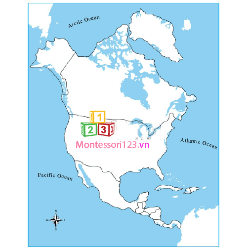 Bản đồ Bắc Mỹ (bằng giấy-có in tên nước) 